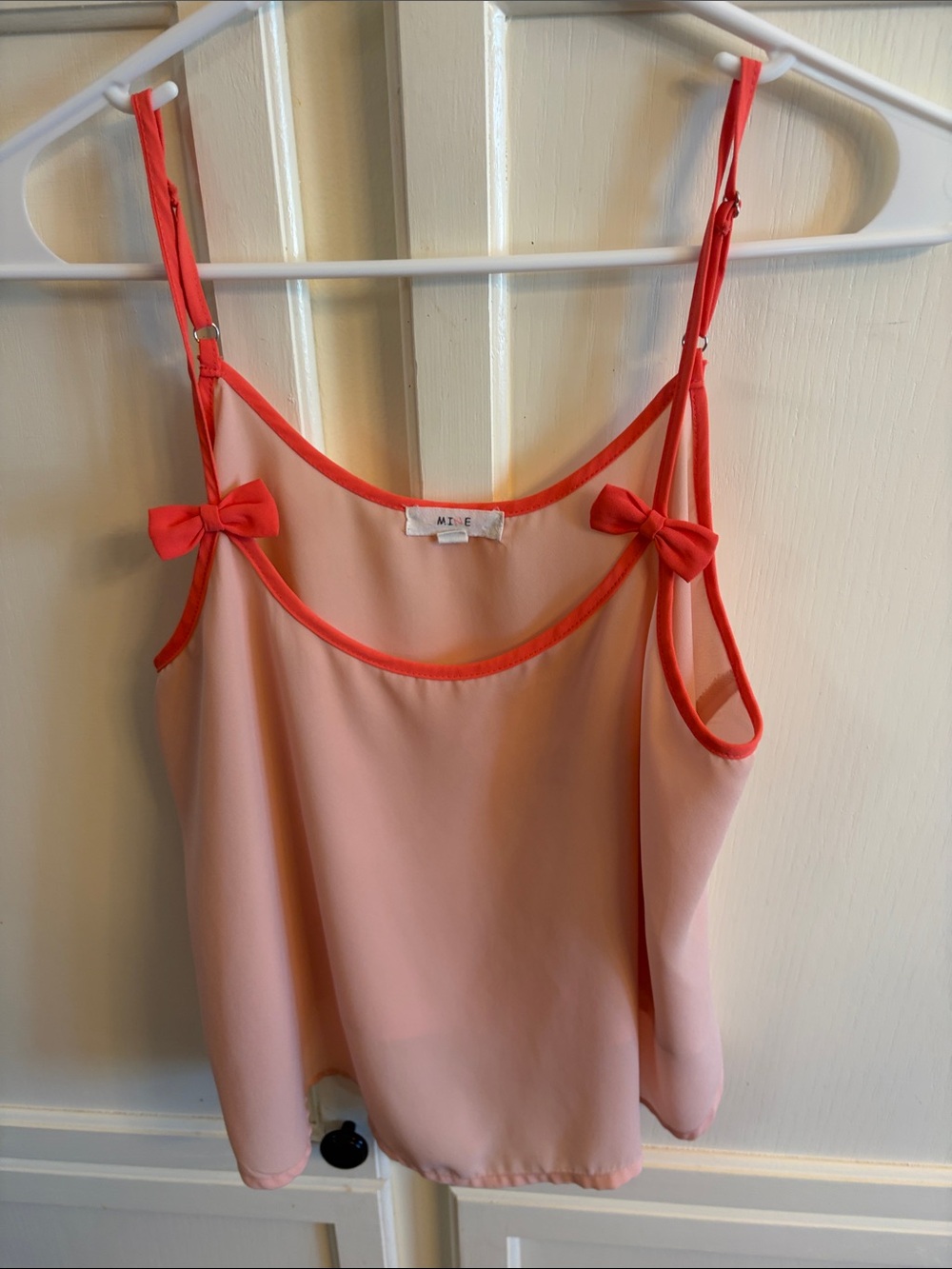 mine Pink and Coral Bow-Trim Camisole Size Small